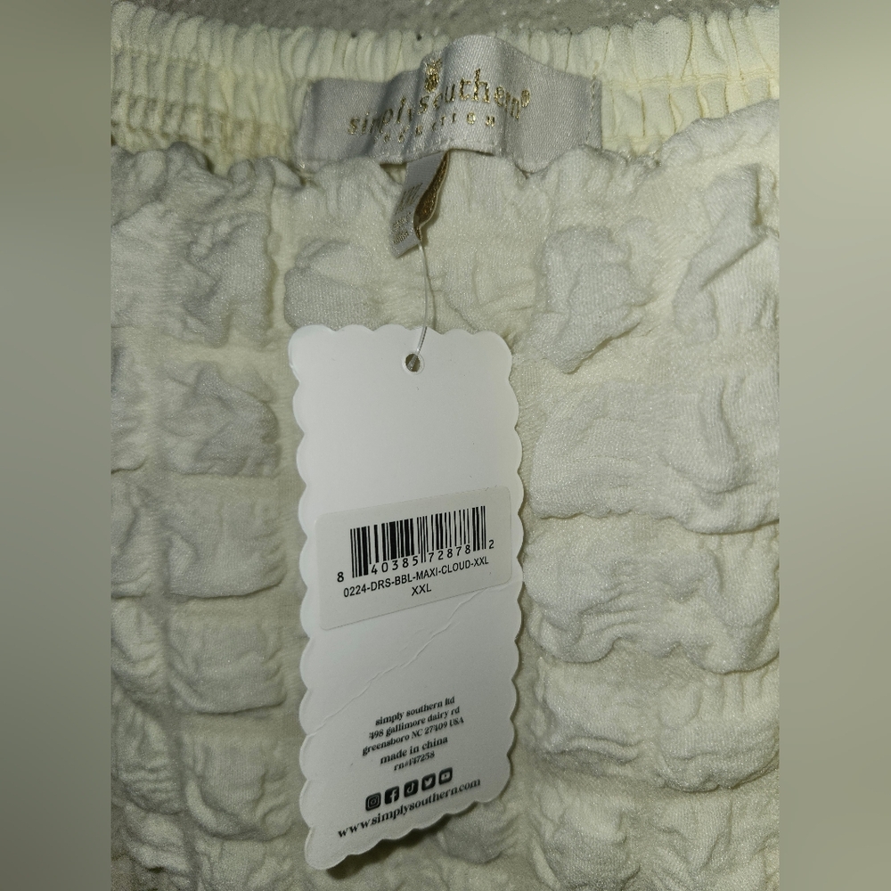☁️NWT Simply Southern "Bubble🫧 Maxi Dress" in "Cloud☁️" Off White Sz XXL☁️ - Picture 5 of 15